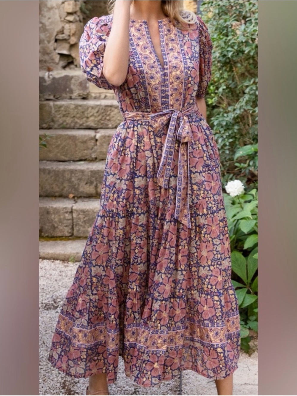 Oliphant Floral Puff Sleeve Maxi Dress